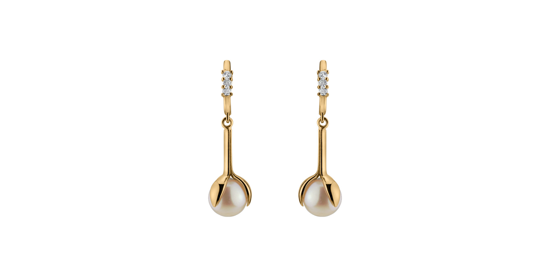 Diamond earrings with Pearl Ocean Flora