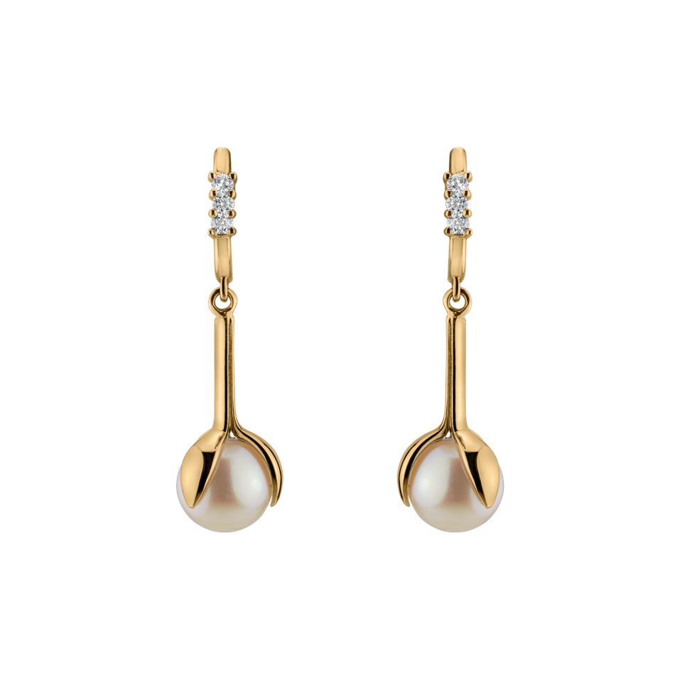 Diamond earrings with Pearl Ocean Flora