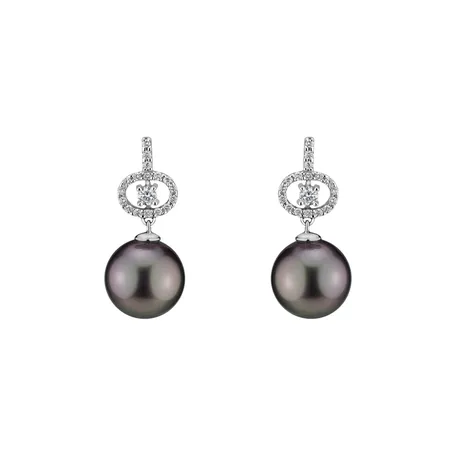 Diamond earrings with Pearl Living Deep