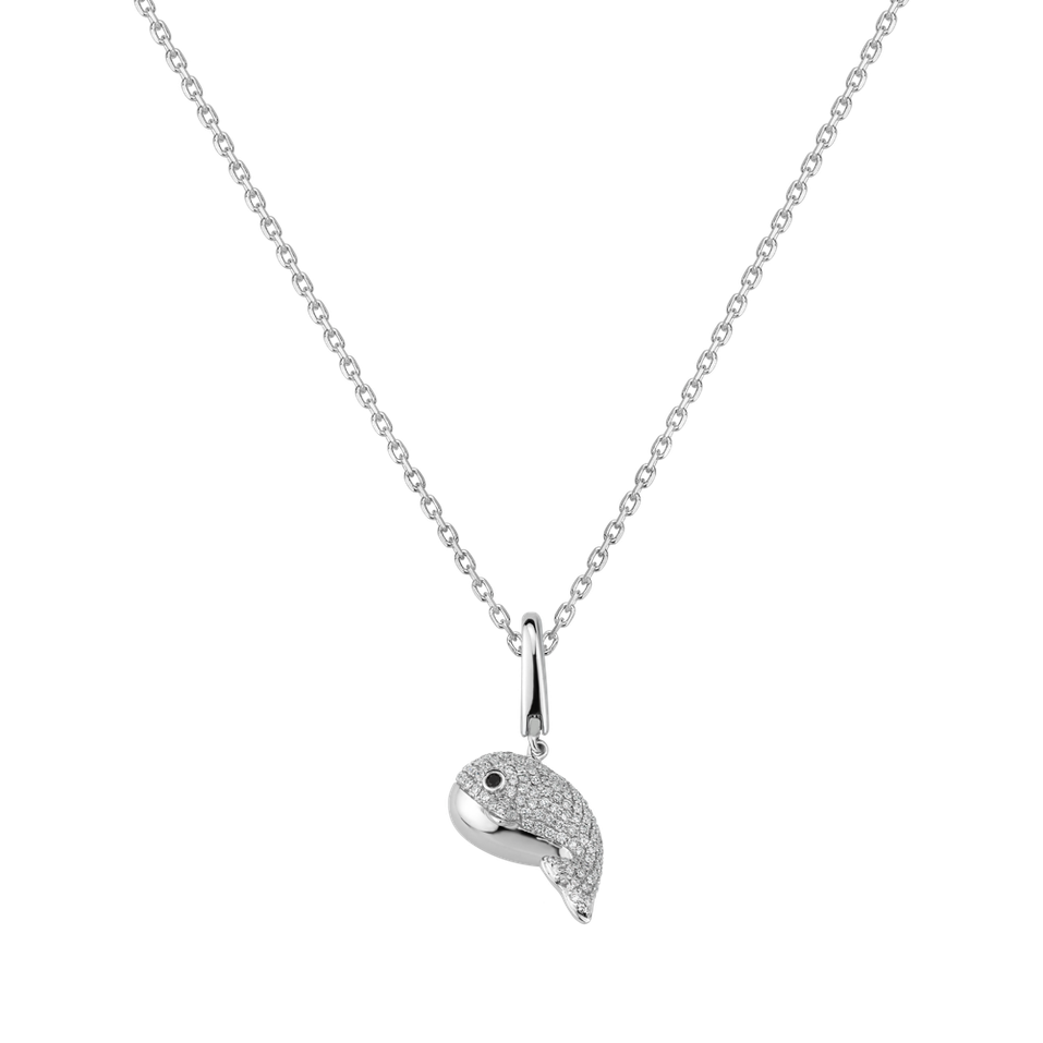Pendant with black and white diamonds Diamond Fishlet