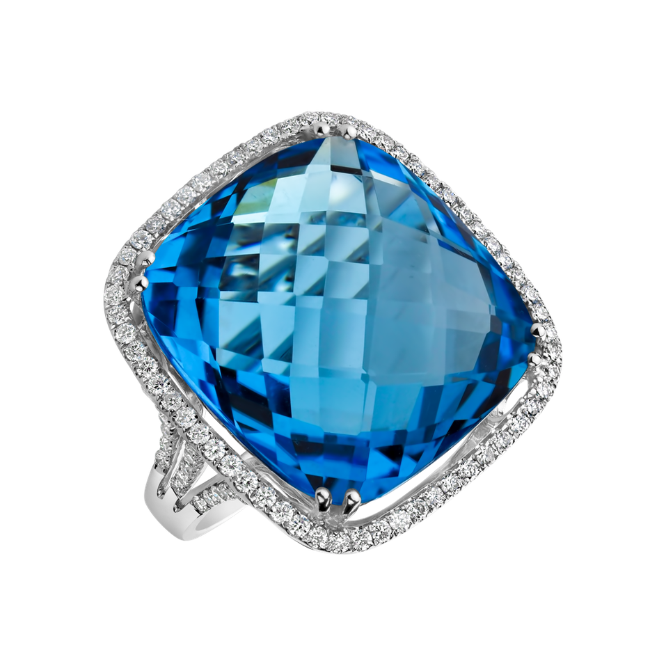 Diamond ring with Topaz Azurela