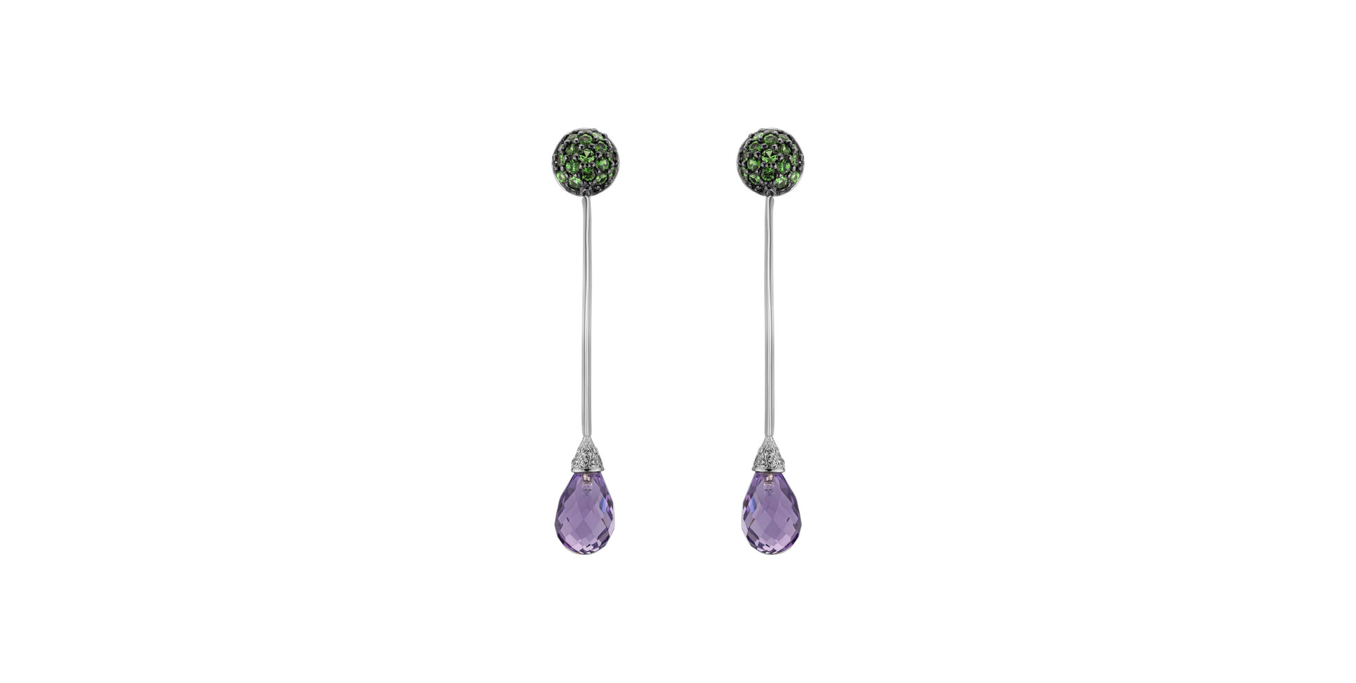 Diamond earrings, Garnet and Amethyst Vibrant Haze
