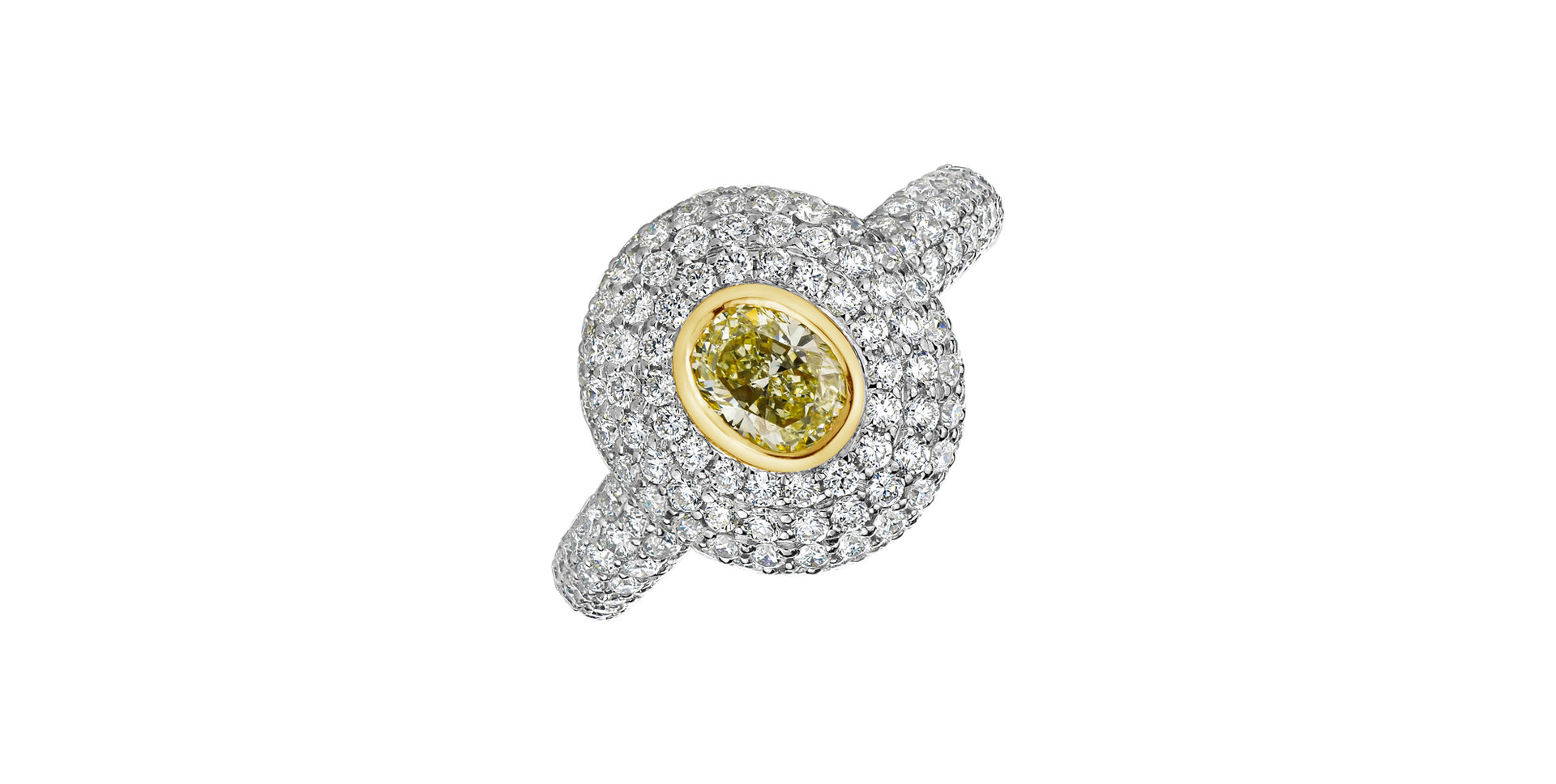Ring with yellow and white diamonds Odilion