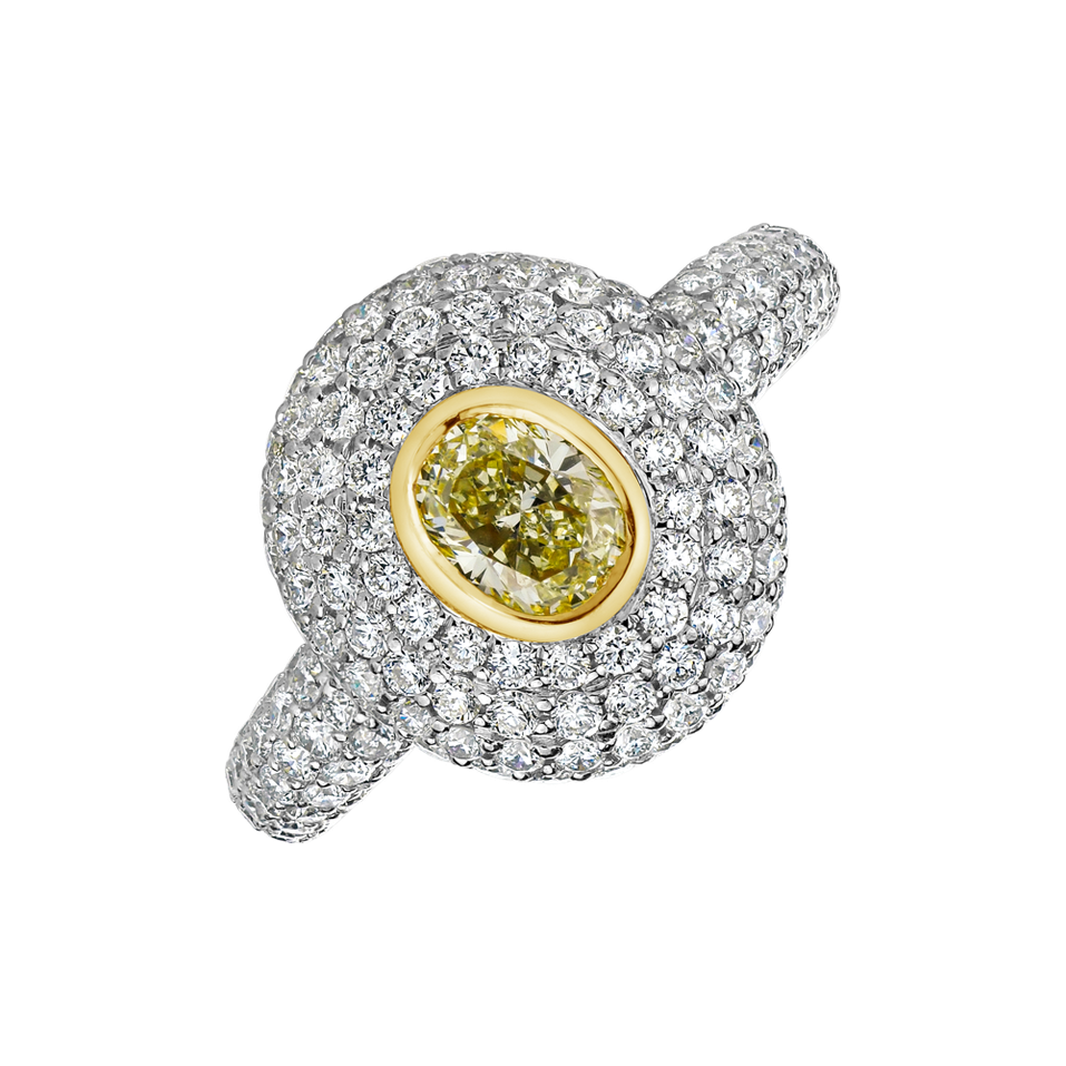 Ring with yellow and white diamonds Odilion