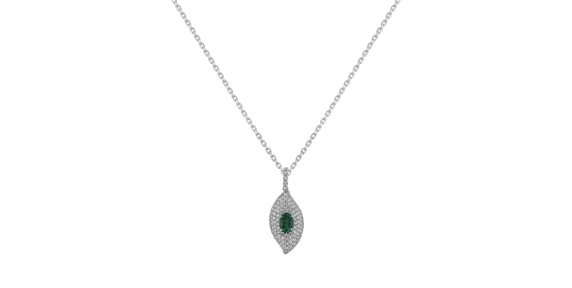 Diamond pendant with Emerald Rupert Gem