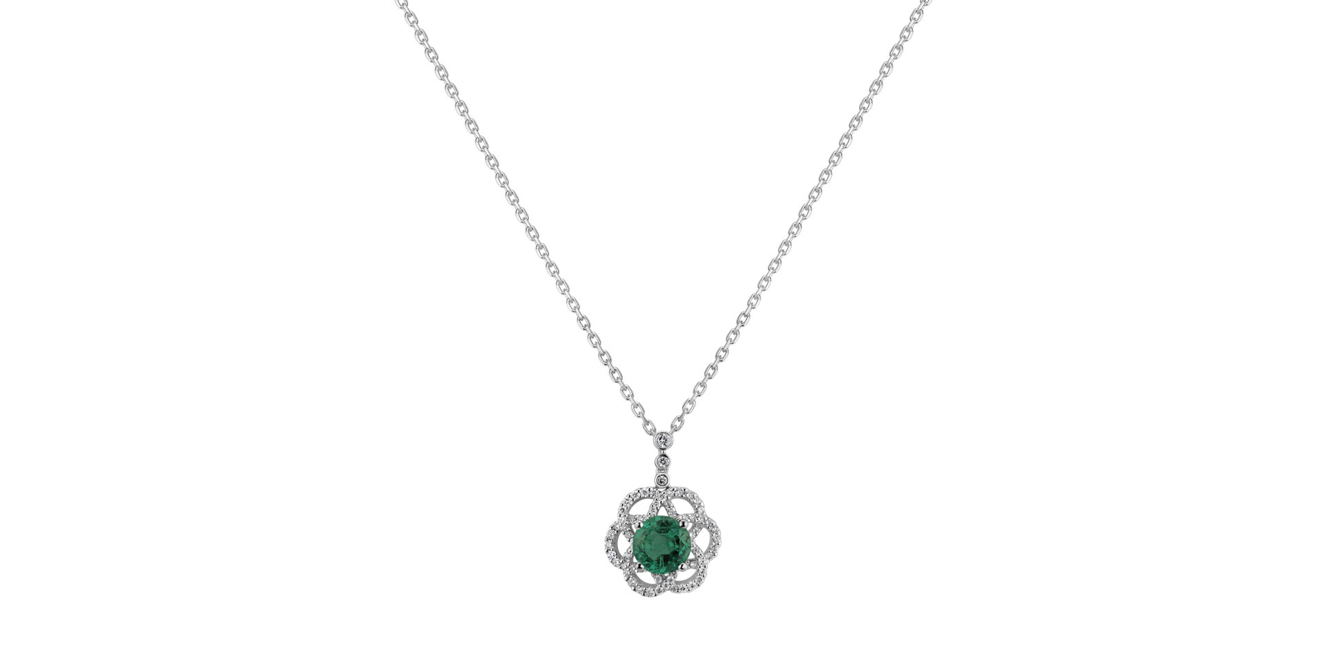 Diamond pendant with Emerald Celestial Breeze