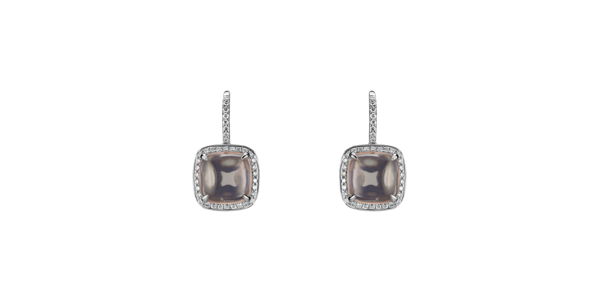 Diamond earrings with Rose Quartz Niamh