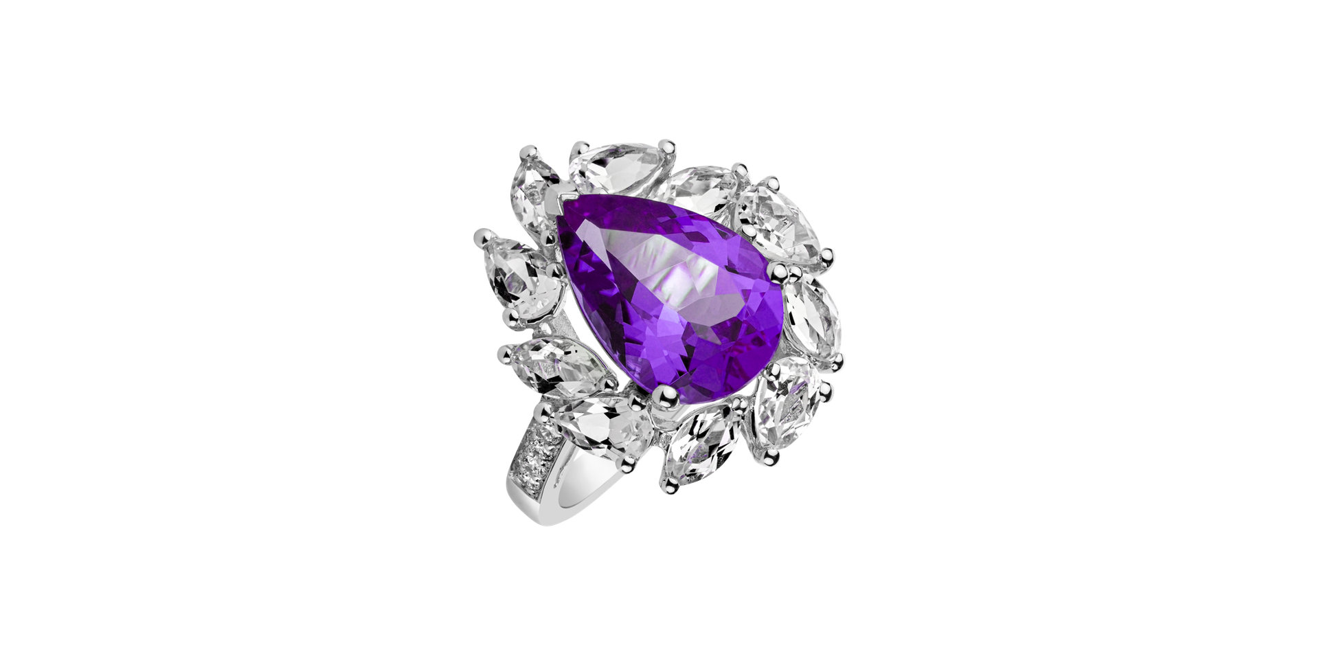Diamond ring with Topaz and Amethyst Fatidique