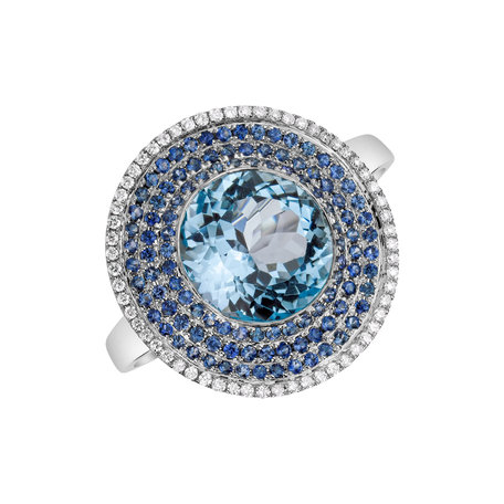 Diamond ring with Topaz and Sapphire Galaxy Treasure