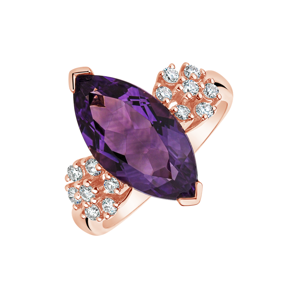 Diamond rings with Amethyst Bali