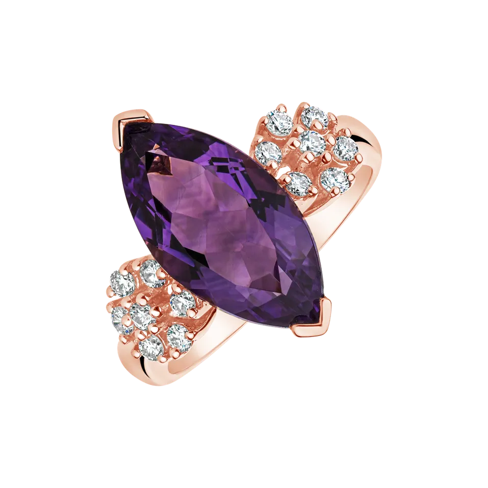 Diamond rings with Amethyst Bali