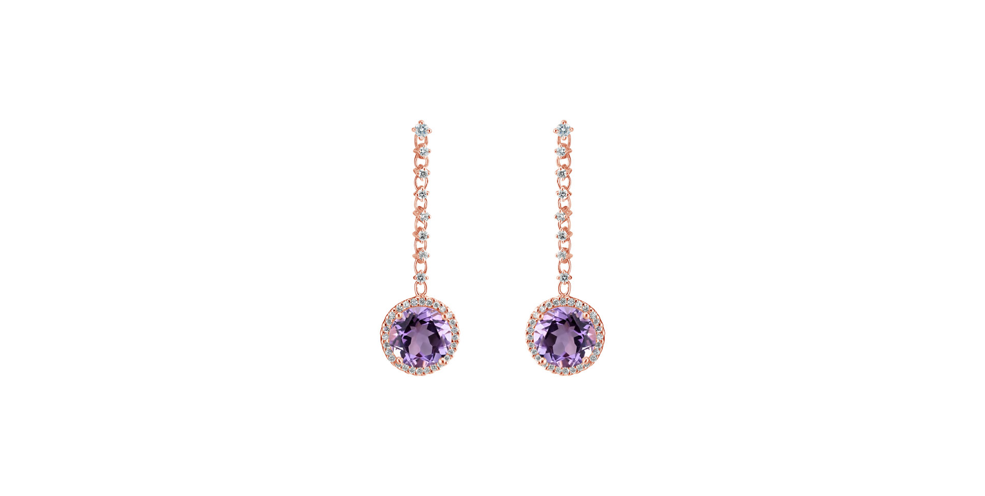 Diamond earrings with Amethyst Chivalry