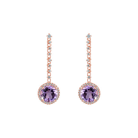 Diamond earrings with Amethyst Chivalry