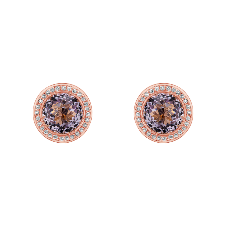 Diamond earrings with Amethyst Monde