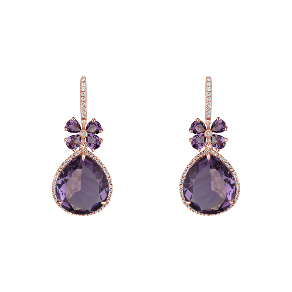 Diamond earrings with Amethyst Freida
