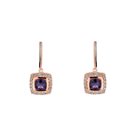 Diamond earrings with Amethyst Morcant