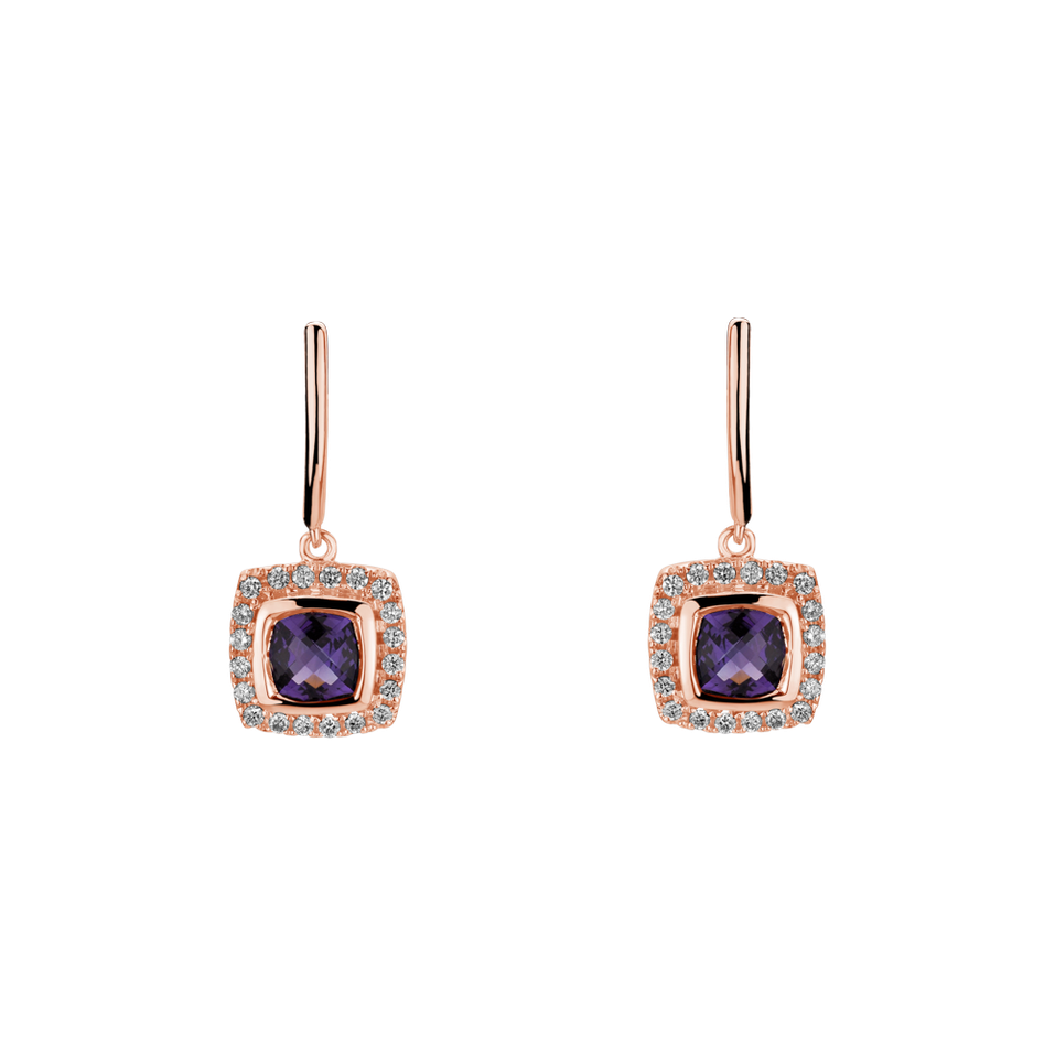 Diamond earrings with Amethyst Morcant