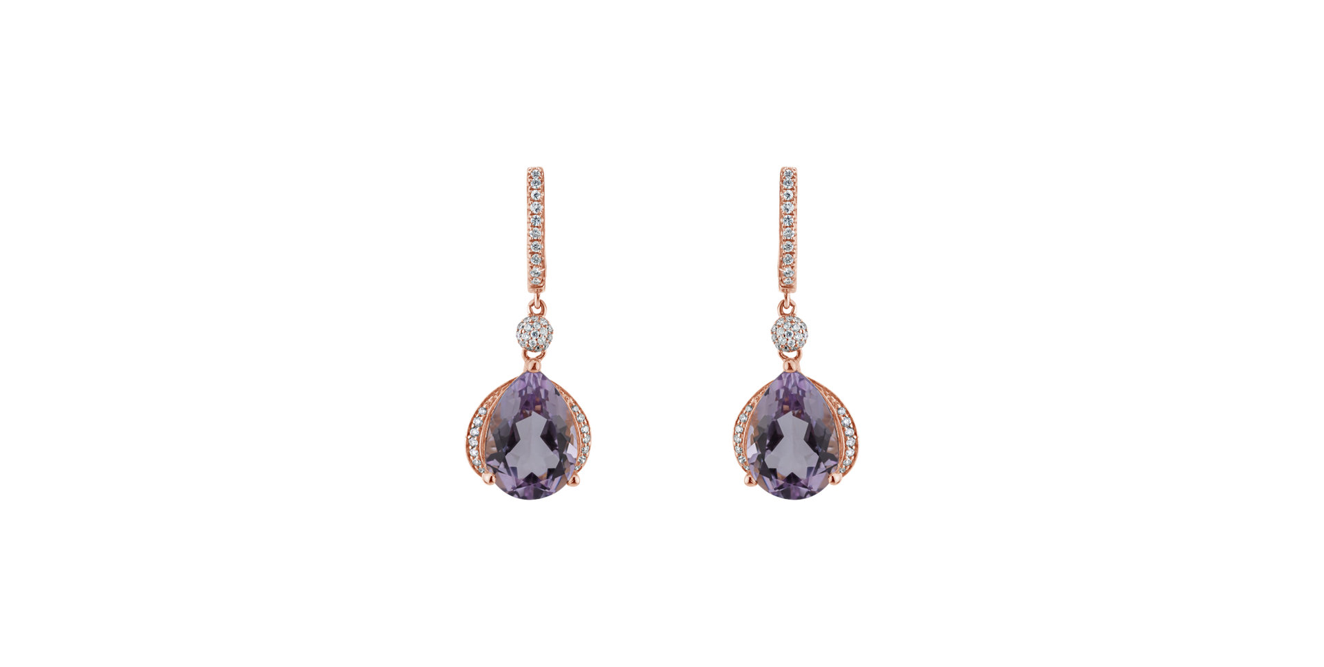 Diamond earrings with Amethyst Chavalier