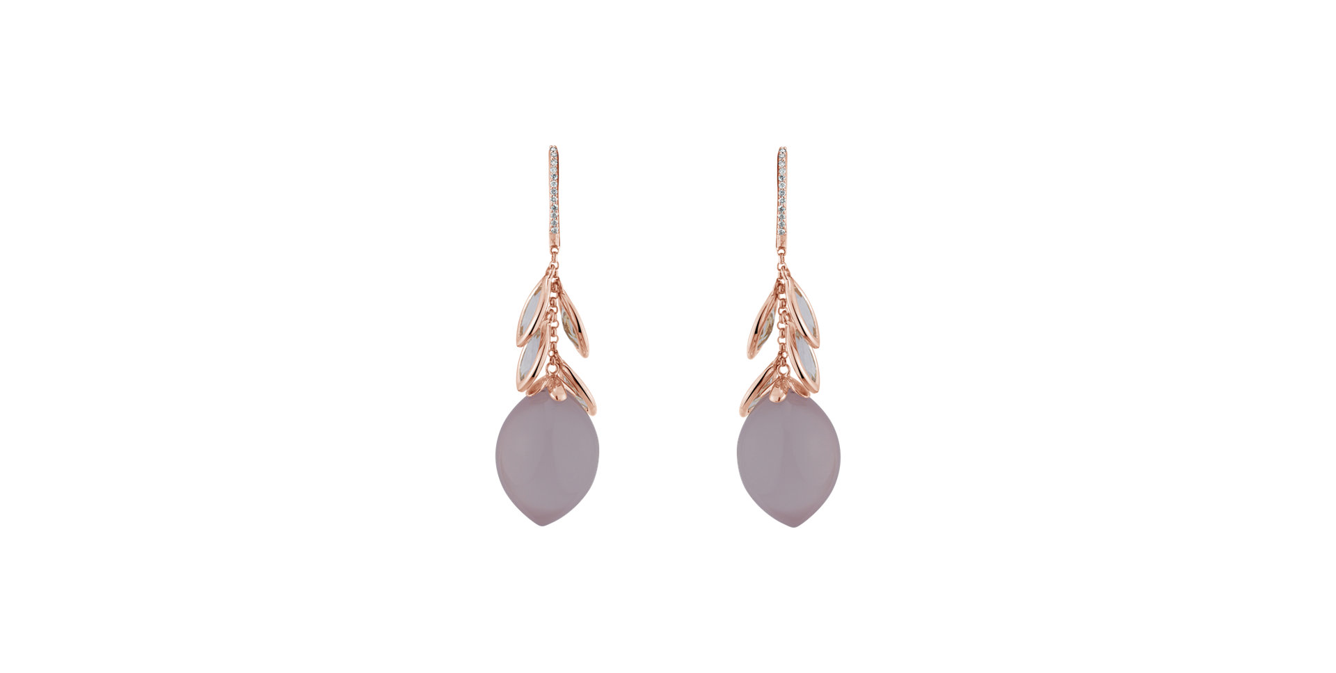 Diamond earrings with Rose Quartz and Topaz Rhona