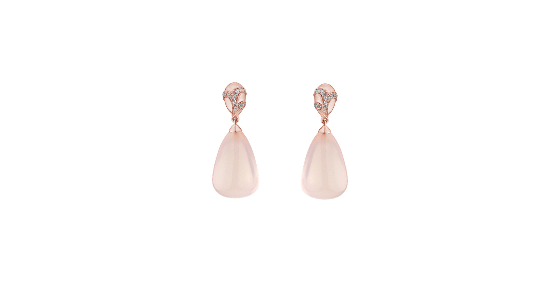 Diamond earrings with Rose Quartz Hanlerore
