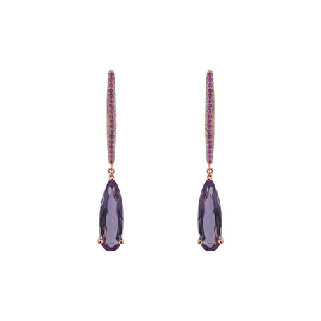 Diamond earrings with Amethyst and Sapphire Chanson