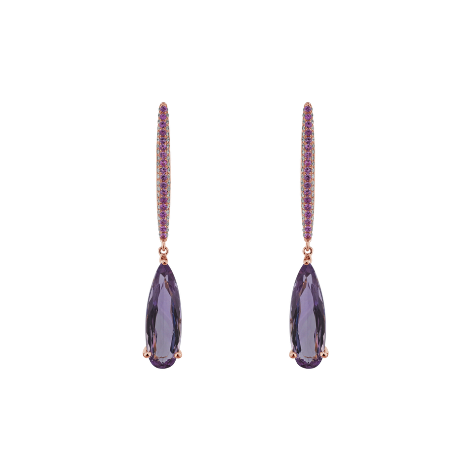 Diamond earrings with Amethyst and Sapphire Chanson