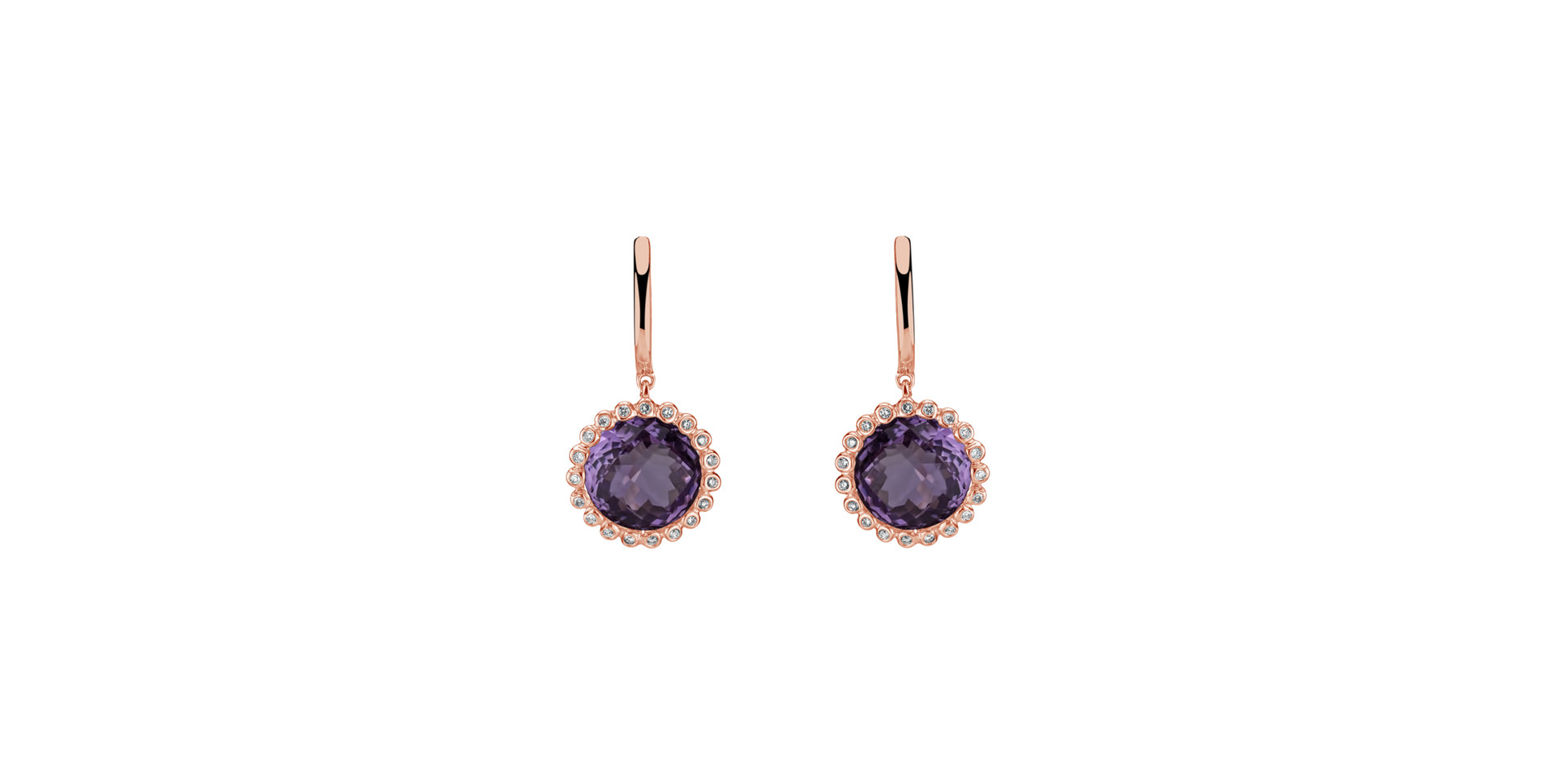 Diamond earrings with Amethyst Radiant Aurora