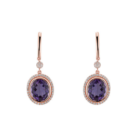 Diamond earrings with Amethyst Penny