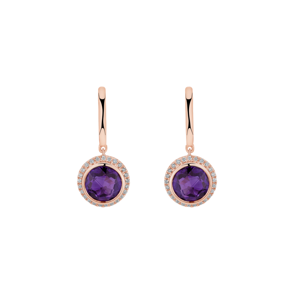 Diamond earrings with Amethyst Iridescent