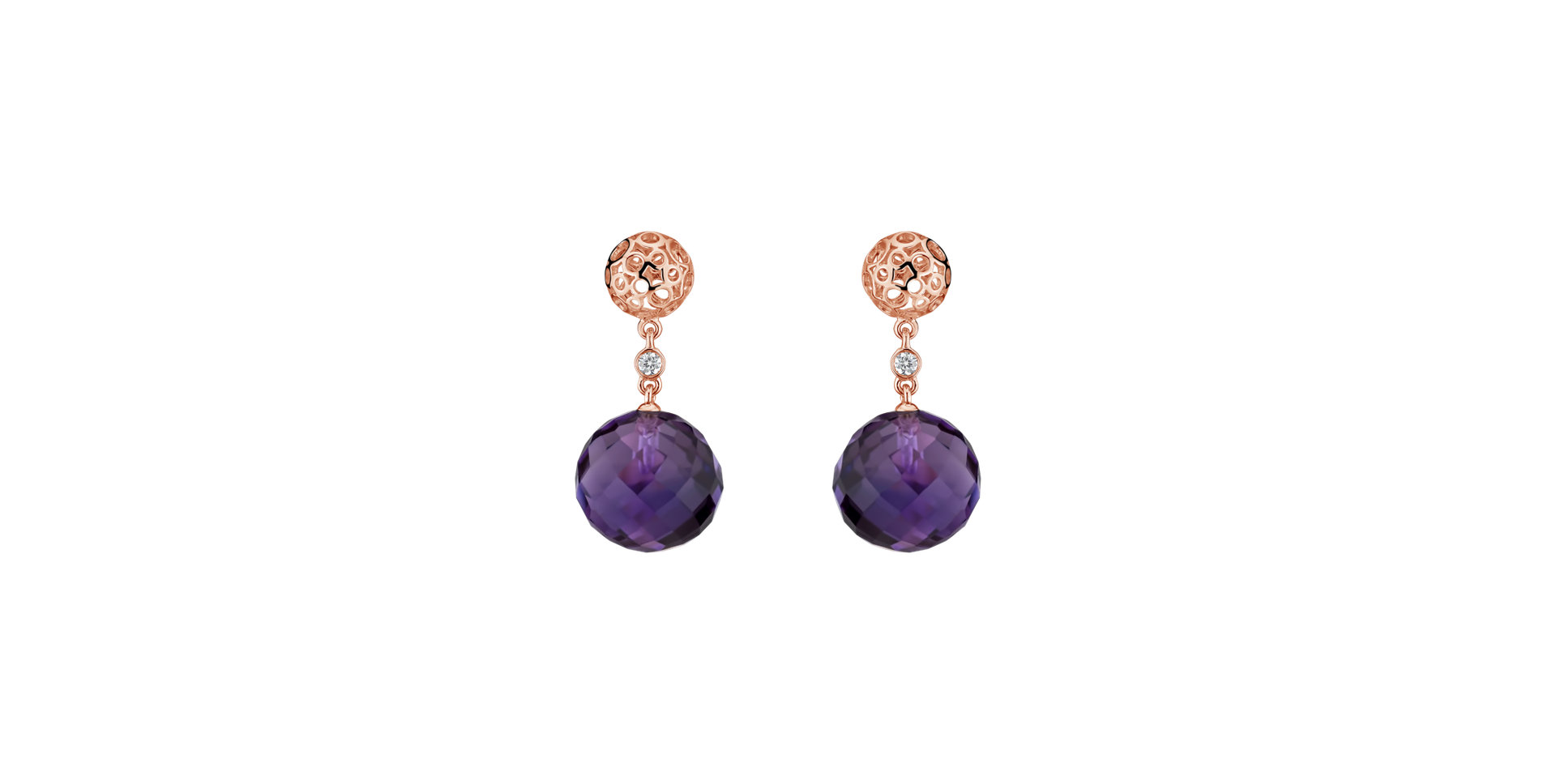 Diamond earrings with Amethyst Petillant