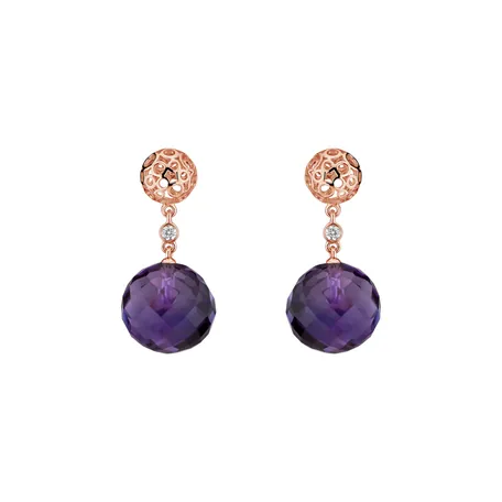Diamond earrings with Amethyst Petillant