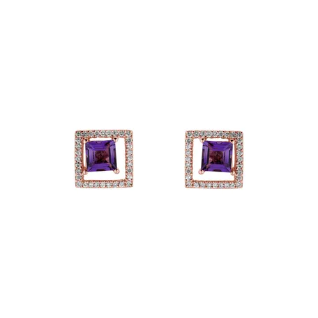 Diamond earrings with Amethyst Melancholy  Echo
