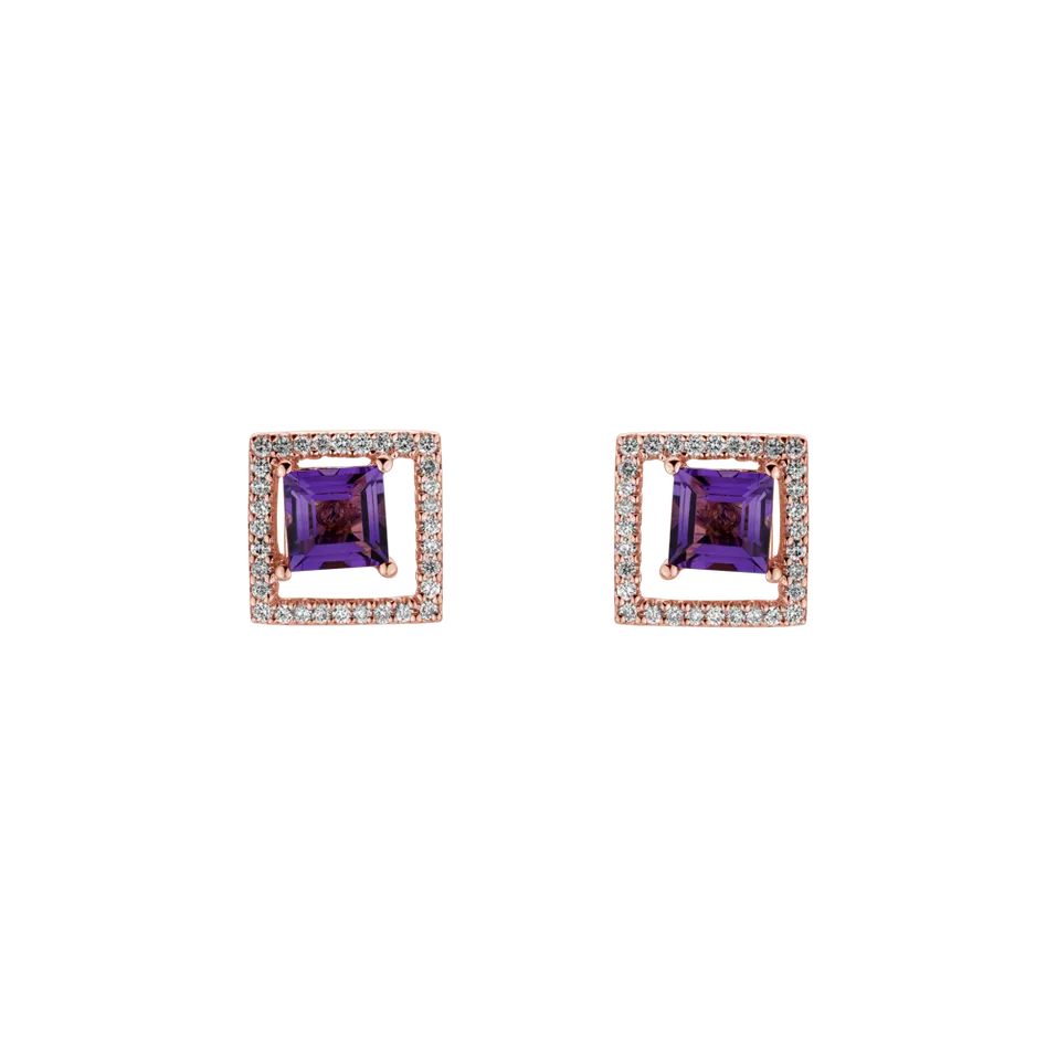 Diamond earrings with Amethyst Melancholy  Echo