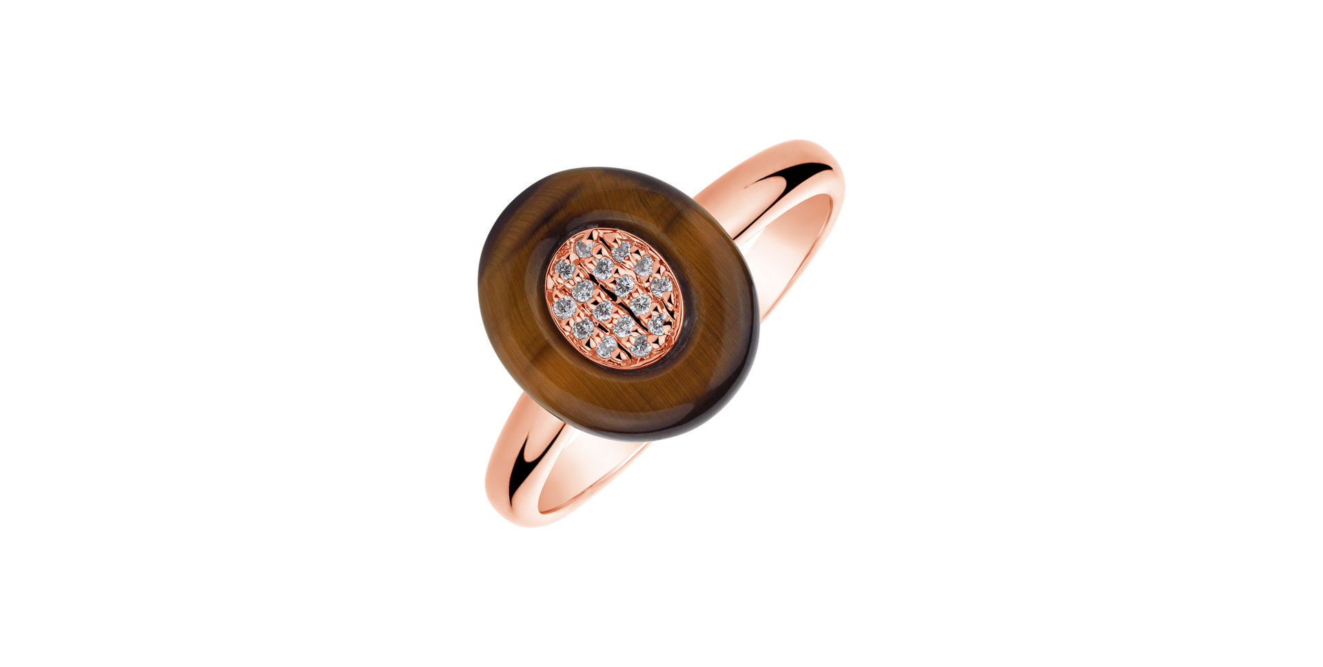 Diamond ring with Tiger Eye Viridescent