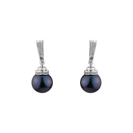 Diamond earrings with Pearl Sea Twins