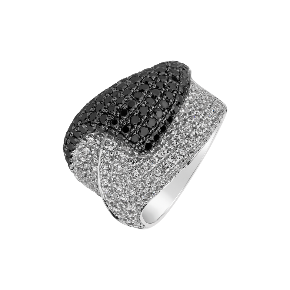 Ring with black and white diamonds Eolion