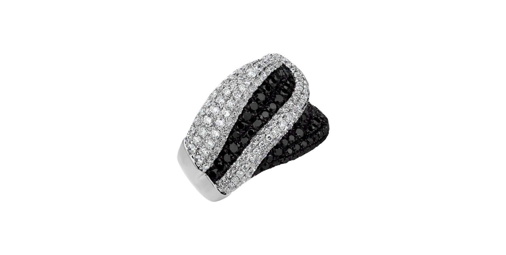 Ring with black and white diamonds Black and White Storm