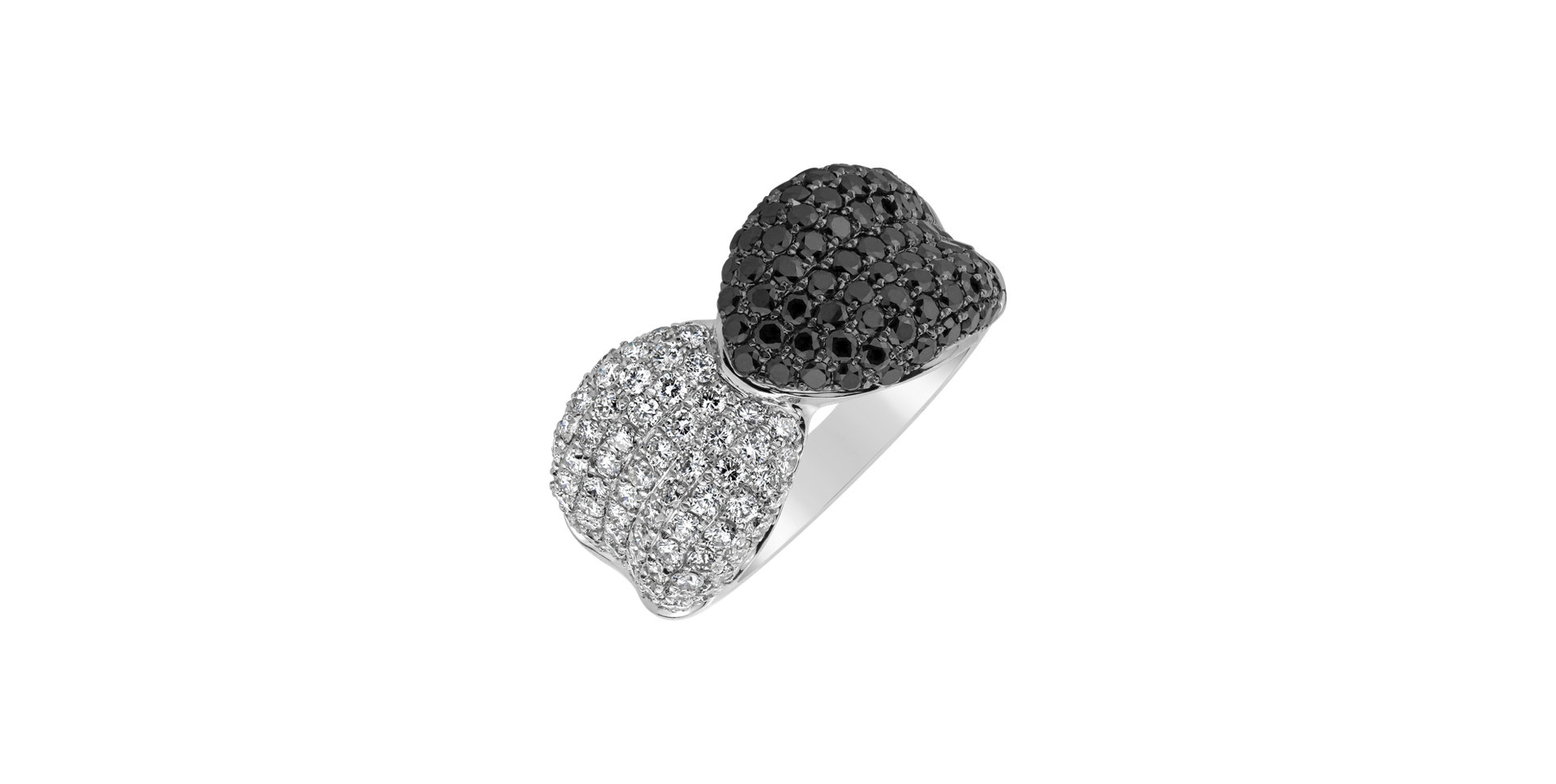 Ring with black and white diamonds Midnight Fall
