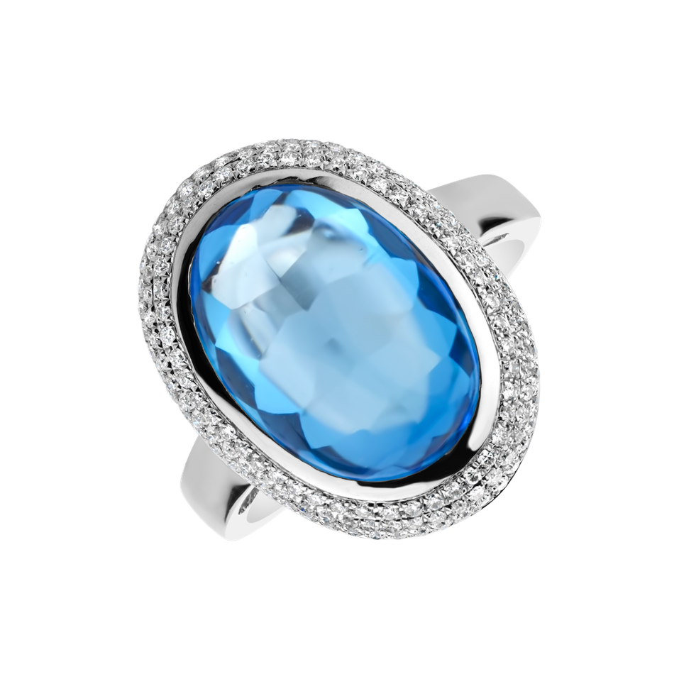 Diamond ring with Topaz Emory