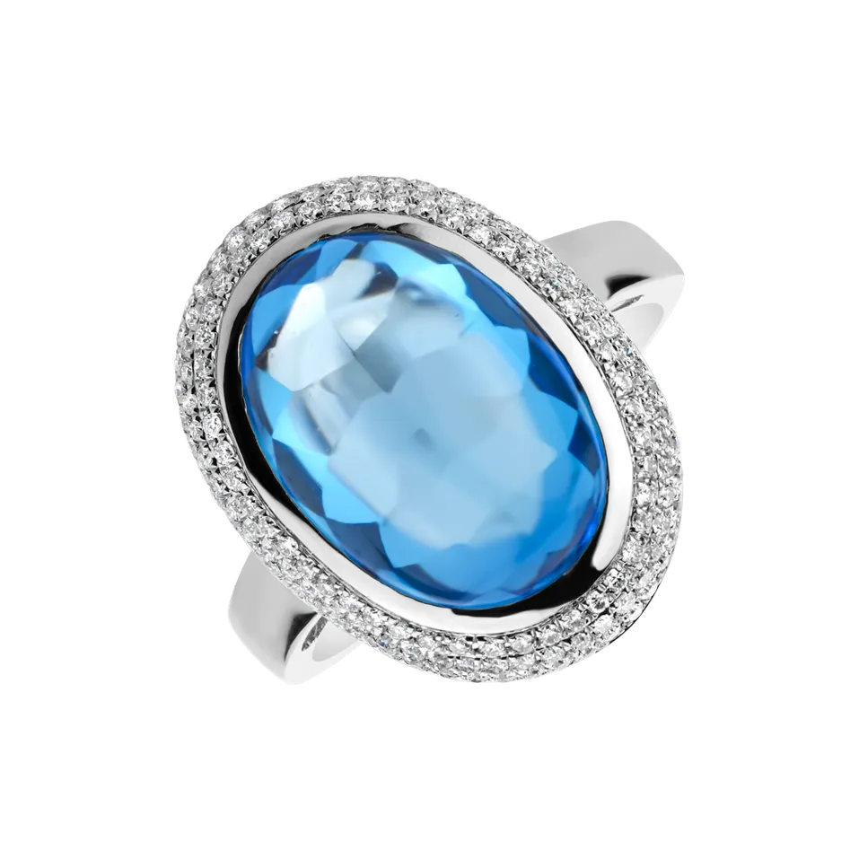 Diamond ring with Topaz Emory