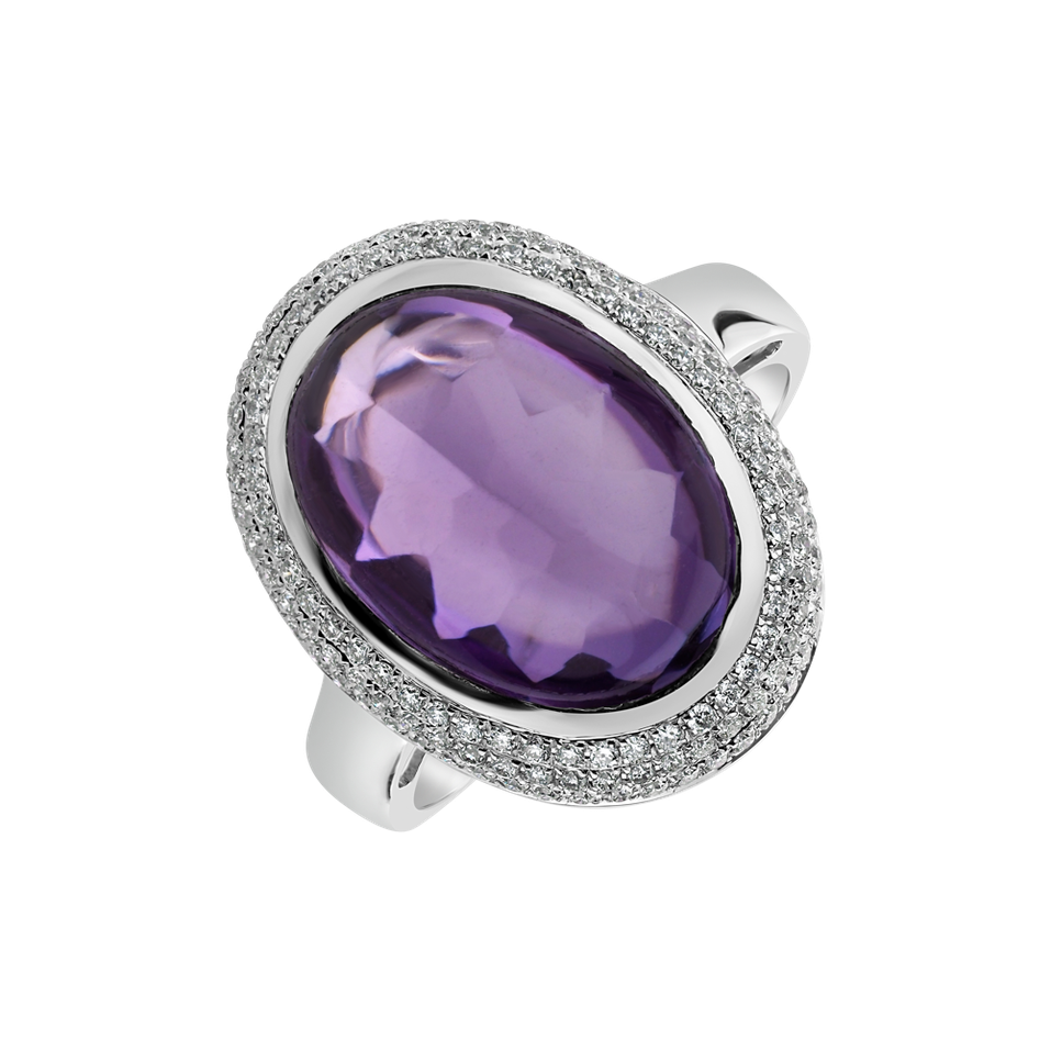 Diamond rings with Amethyst Emory