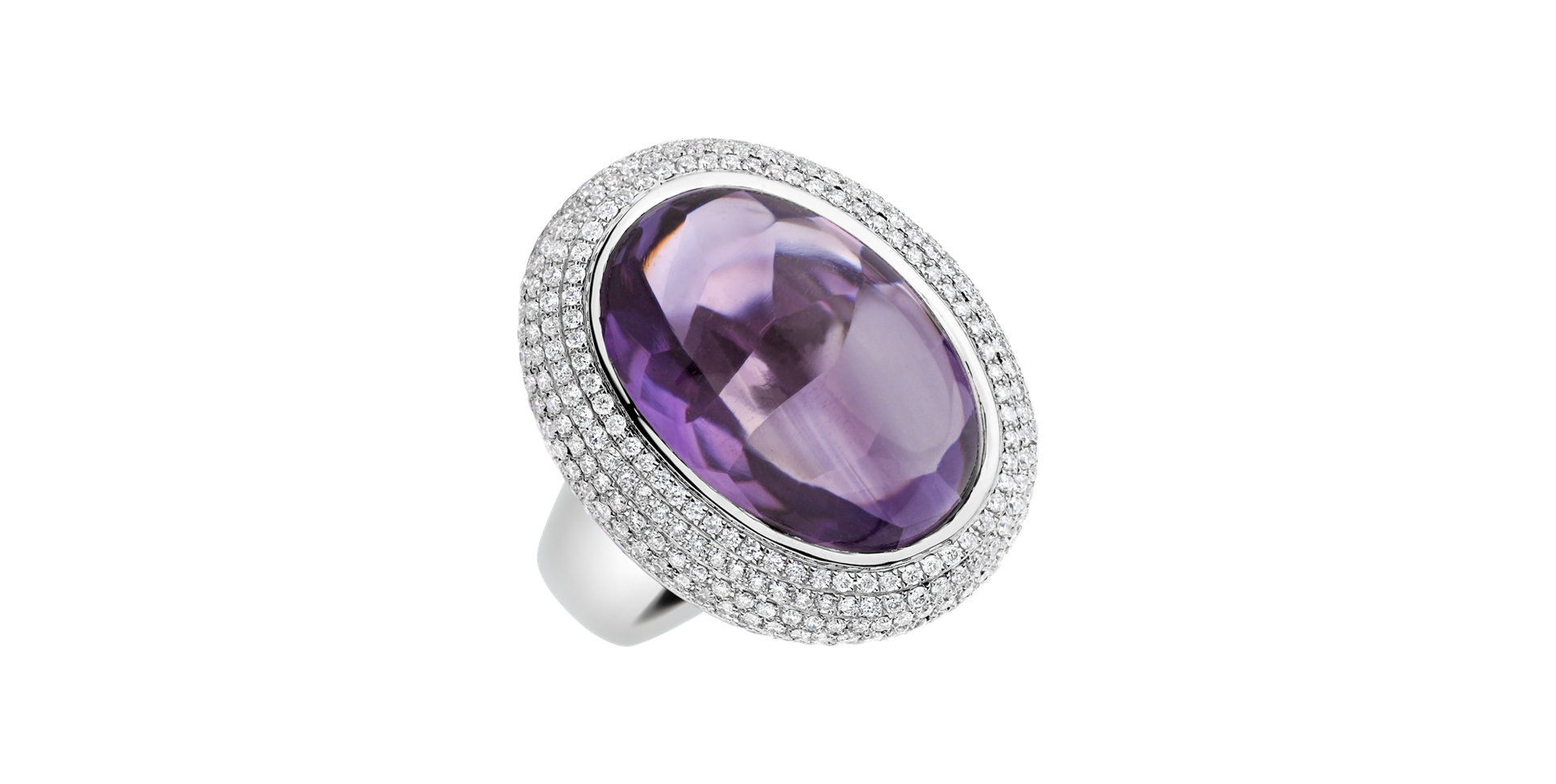Diamond rings with Amethyst Saron