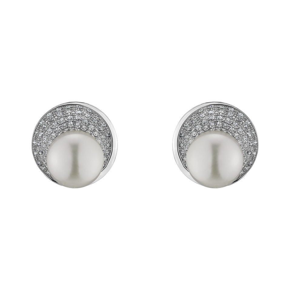 Diamond earrings with Pearl Analeigh