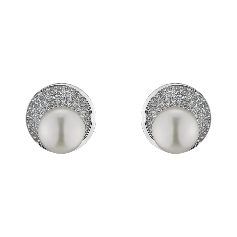 Diamond earrings with Pearl Analeigh