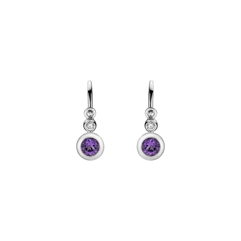 Children's diamond earrings with Amethyst Diamond Beauty