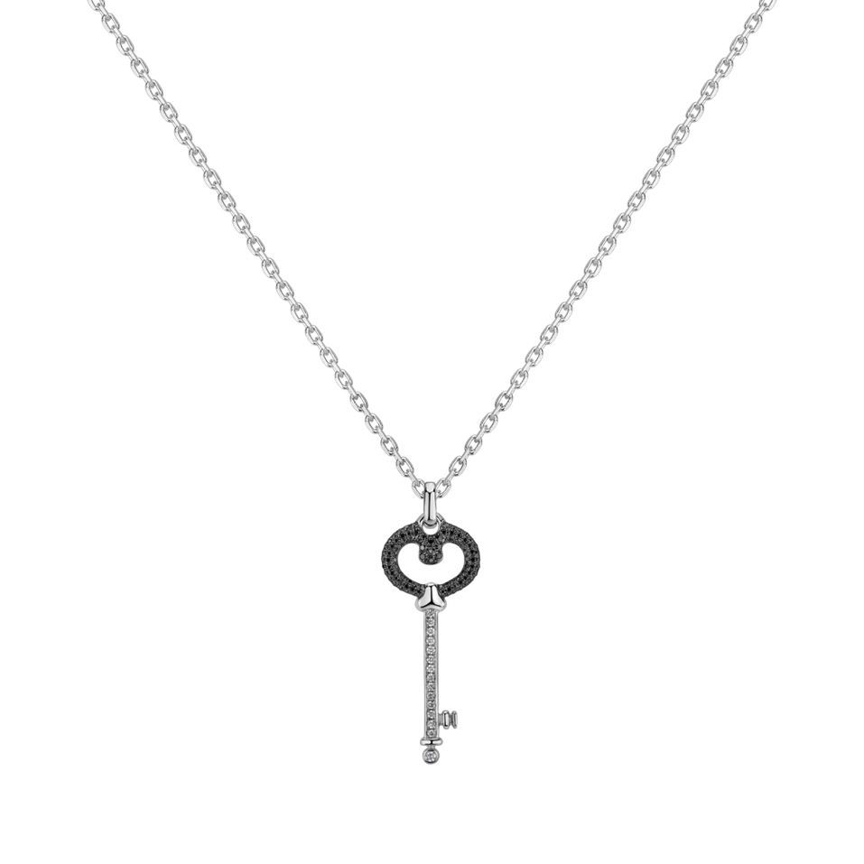Pendant with black and white diamonds Mystery Key