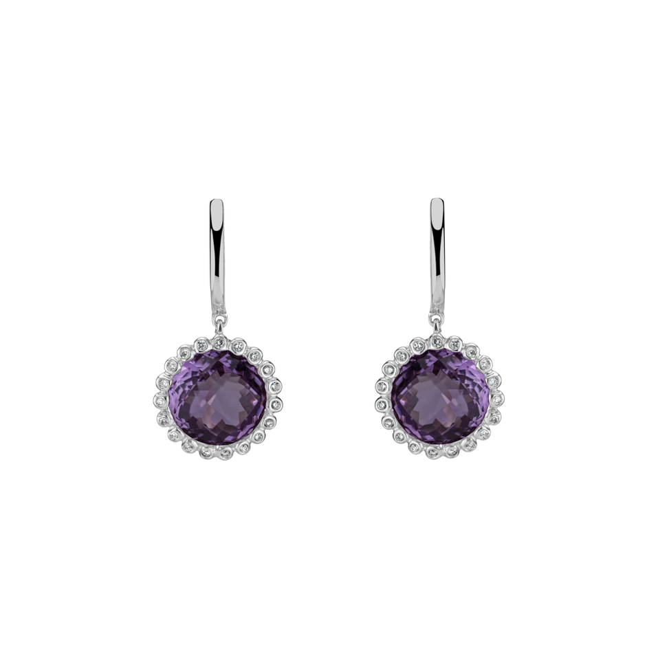 Diamond earrings with Amethyst Bettina
