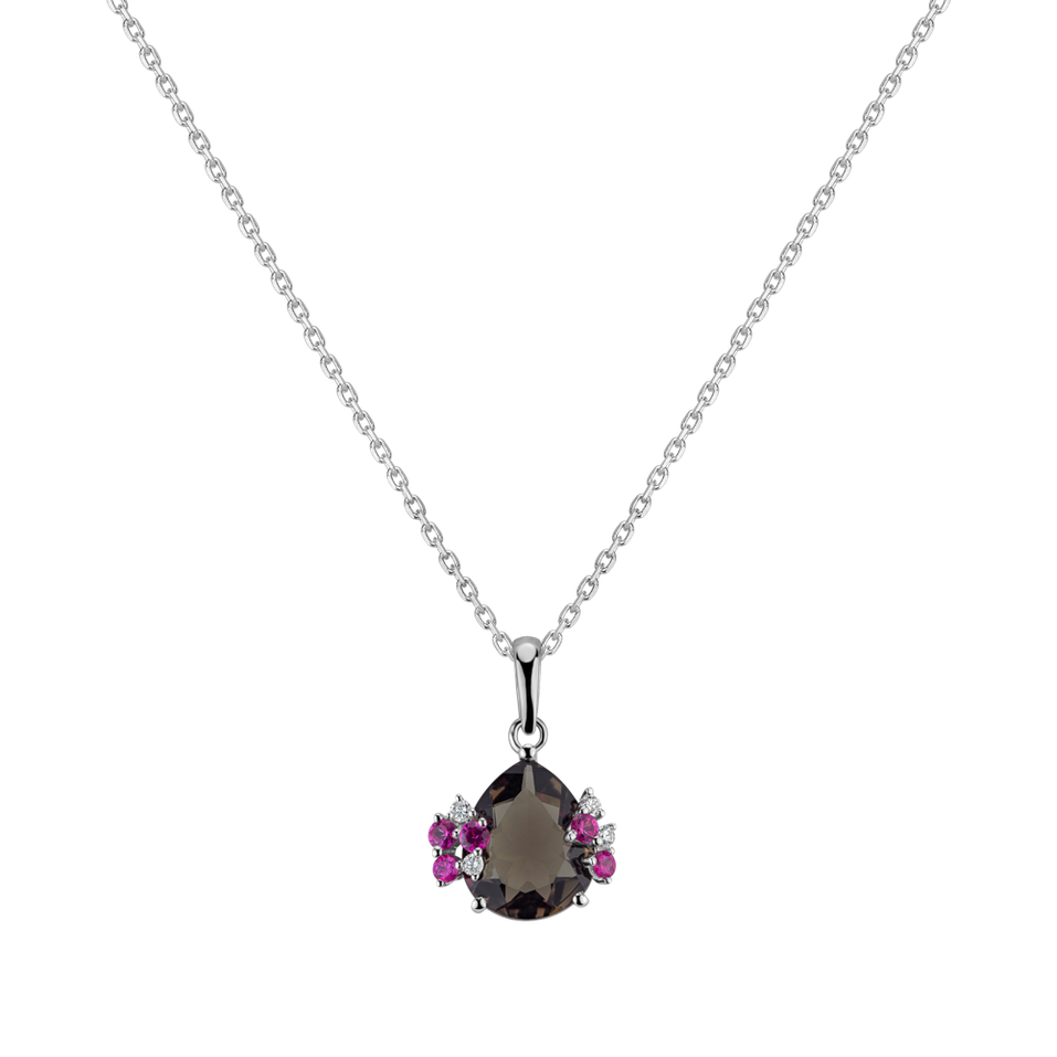 Diamond pendant with Sapphire and Quartz Mystérieux