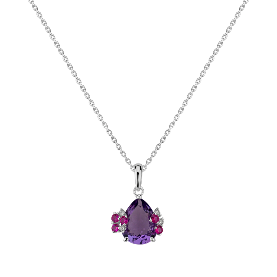 Diamond pendant with Sapphire and Amethyst Mystérieux