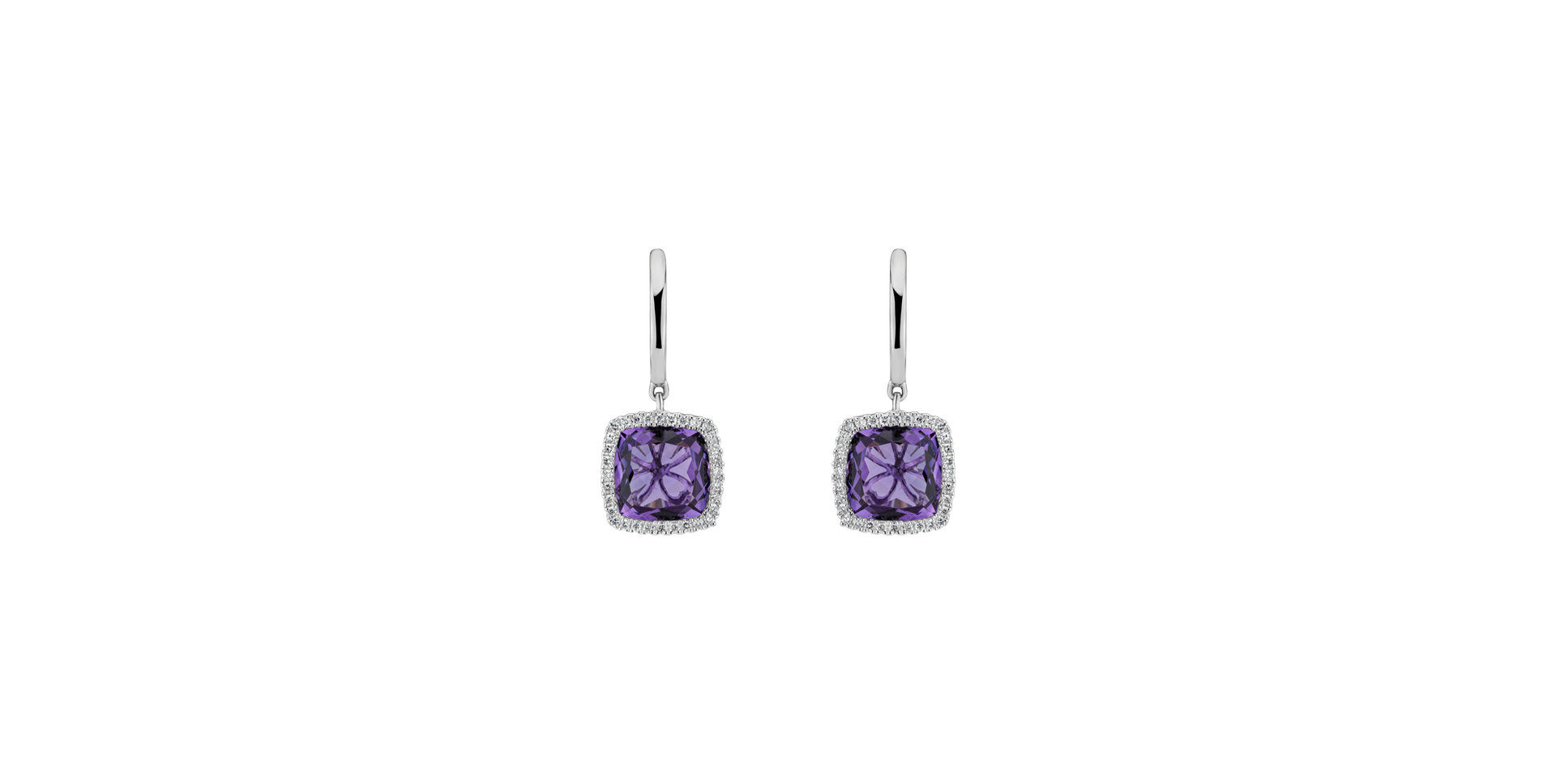 Diamond earrings with Amethyst Pèlerinage